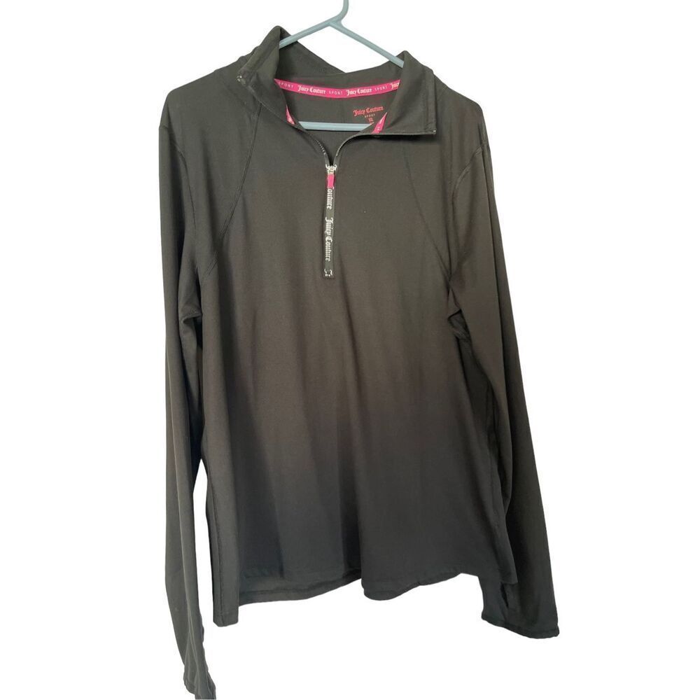 Juicy Couture Women's Black Premium Tech Logo Half Zip Sweatshirt Size XXL